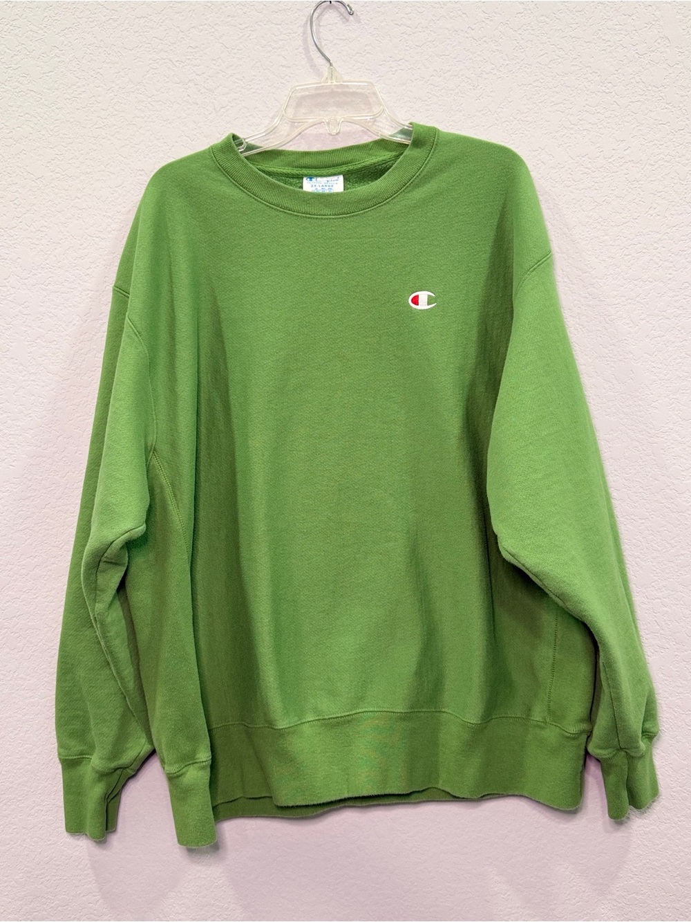 Champion Men's Green Crewneck Sweatshirt with Embroidered Logo